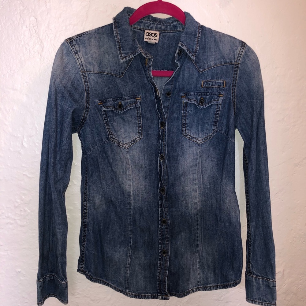 asos womens denim long sleeve shirt